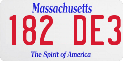 MA license plate 182DE3