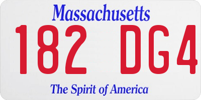 MA license plate 182DG4