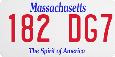 MA license plate 182DG7