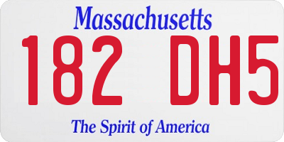 MA license plate 182DH5
