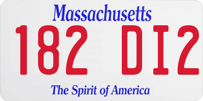 MA license plate 182DI2