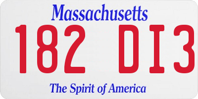 MA license plate 182DI3