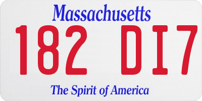 MA license plate 182DI7
