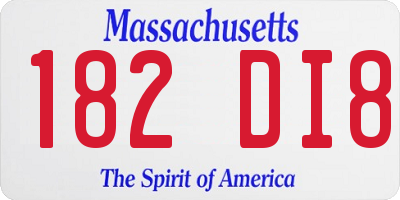 MA license plate 182DI8