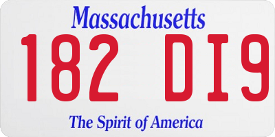 MA license plate 182DI9