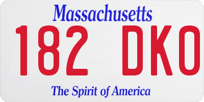 MA license plate 182DK0
