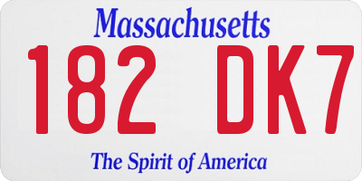 MA license plate 182DK7