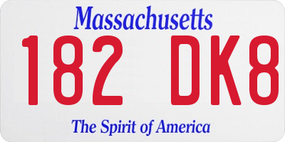 MA license plate 182DK8