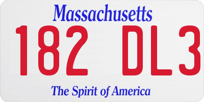MA license plate 182DL3