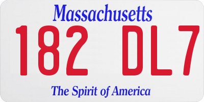 MA license plate 182DL7