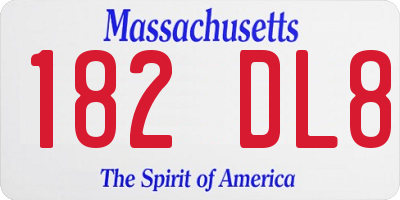 MA license plate 182DL8
