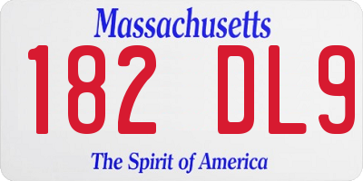 MA license plate 182DL9