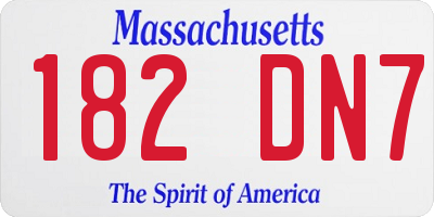 MA license plate 182DN7
