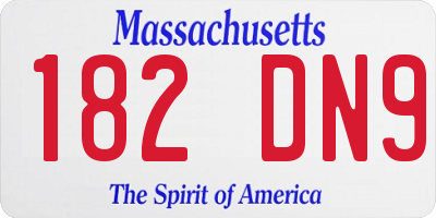 MA license plate 182DN9