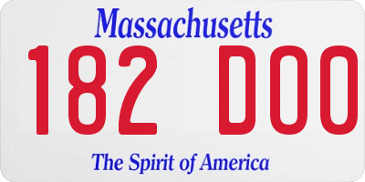 MA license plate 182DO0