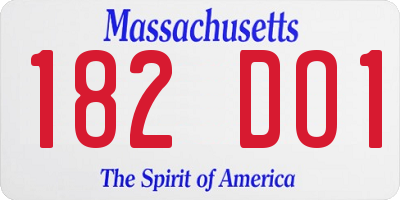 MA license plate 182DO1
