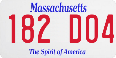 MA license plate 182DO4