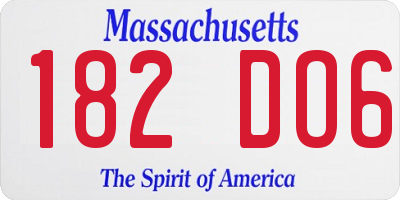 MA license plate 182DO6