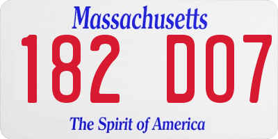 MA license plate 182DO7