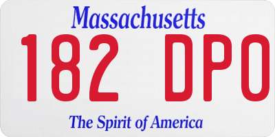MA license plate 182DP0