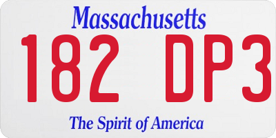 MA license plate 182DP3