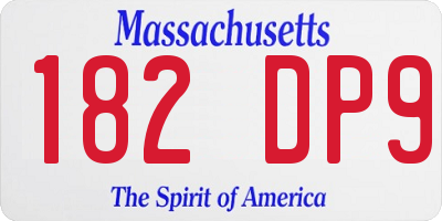 MA license plate 182DP9