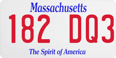 MA license plate 182DQ3
