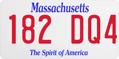 MA license plate 182DQ4