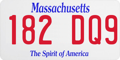 MA license plate 182DQ9