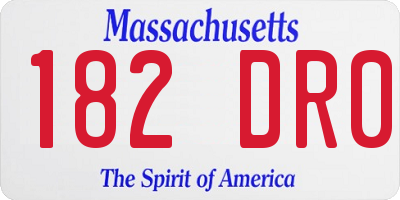 MA license plate 182DR0
