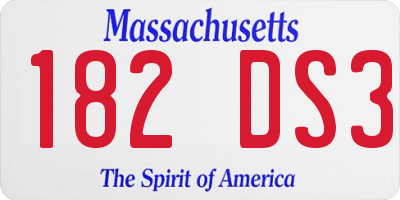 MA license plate 182DS3