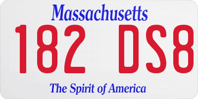 MA license plate 182DS8