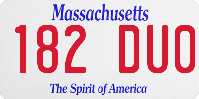 MA license plate 182DU0