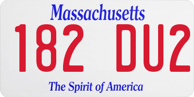 MA license plate 182DU2