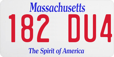 MA license plate 182DU4