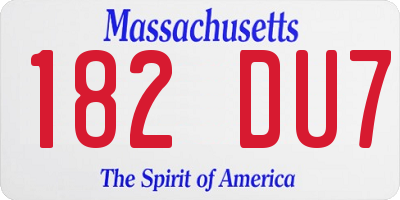 MA license plate 182DU7
