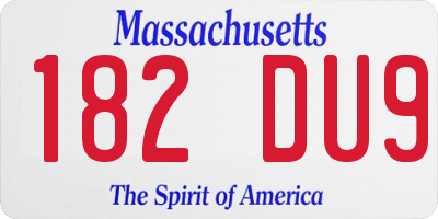 MA license plate 182DU9