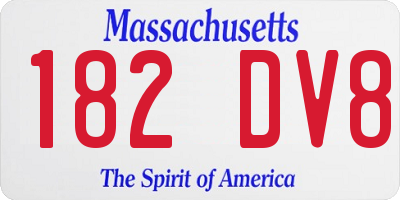 MA license plate 182DV8