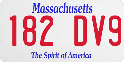 MA license plate 182DV9
