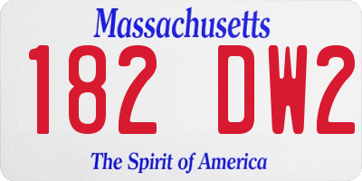 MA license plate 182DW2