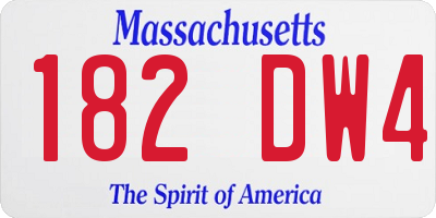 MA license plate 182DW4