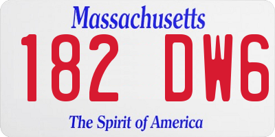 MA license plate 182DW6