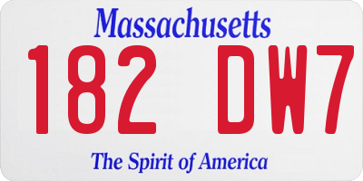 MA license plate 182DW7