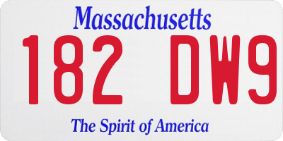 MA license plate 182DW9