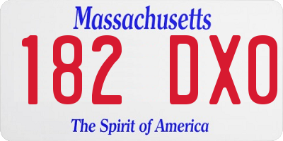 MA license plate 182DX0