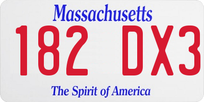 MA license plate 182DX3