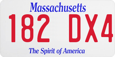 MA license plate 182DX4