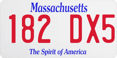 MA license plate 182DX5