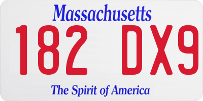 MA license plate 182DX9