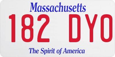 MA license plate 182DY0